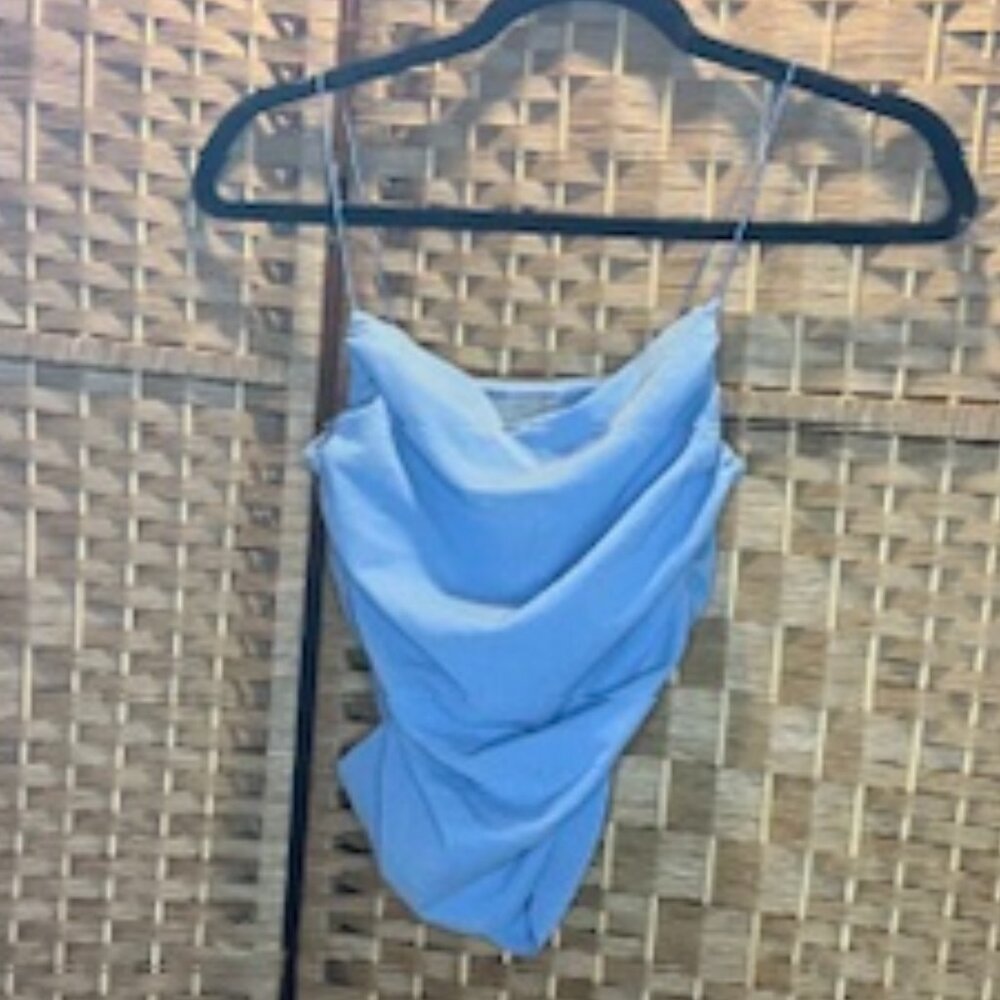 H&M | Light Blue | Draped Halter Neck Cropped Top